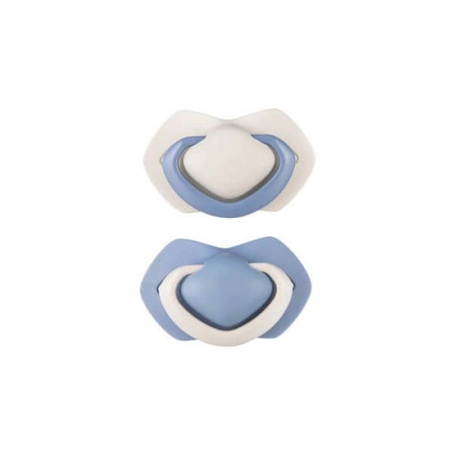 CANPOL BABIES Set symetrických silikonových dudlíků 0-6m Pure Color béžovo-modrý