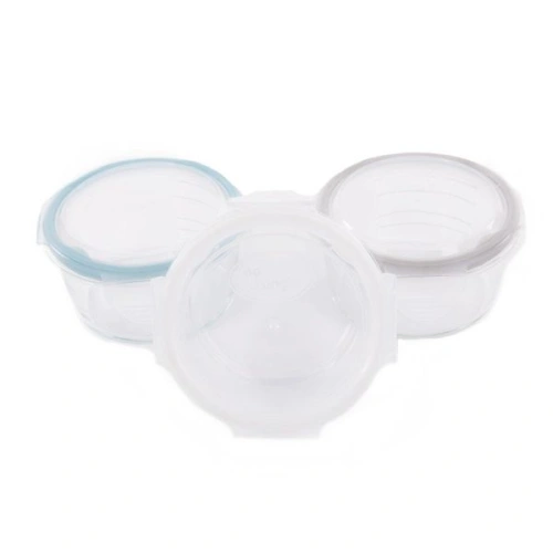 BO JUNGLE Skleněné misky s víčky B-Glass Bowls 280ml - White/Grey/Blue