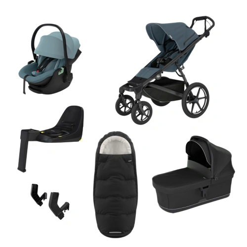 THULE Urban Glide 4-wheel Dark Slate magnetická spona + korba Black + autosedačka Maple + báze Alfi + fusak Elements M/L + adaptér MC