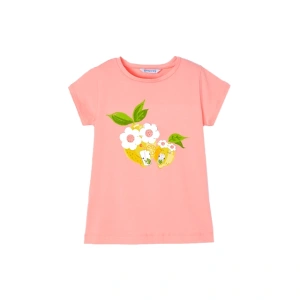 MAYORAL dívčí tričko KR citrony, růžová - 128 cm