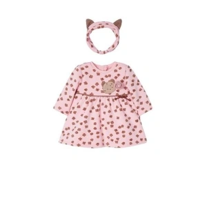 MAYORAL dívčí šaty DR s čelenkou Kočka, růžová - 75 cm