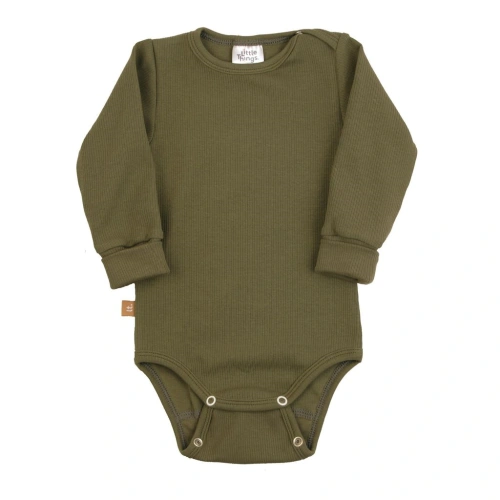 LITTLE THINGS rostoucí body s dlouhým rukávem khaki vel. 9-12 kg