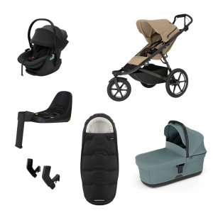 THULE Urban Glide 3 Gentle Beige magnetická spona + korba Mid Blue + autosedačka Maple + báze Alfi + fusak Elements M/L + adaptér MC THULE Urban Glide 3 Gentle Beige magnetická spona + korba Mid Blue + autosedačka Maple + báze Alfi + fusak Elements M/L + adaptér MC