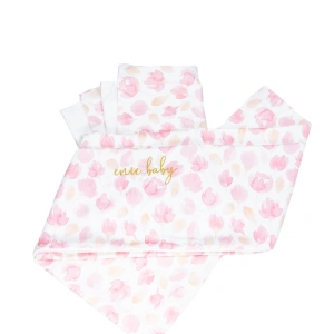 ENIE BABY bavlněné povlečení Satine Pink Leaves 100x140 cm a 40x60 cm