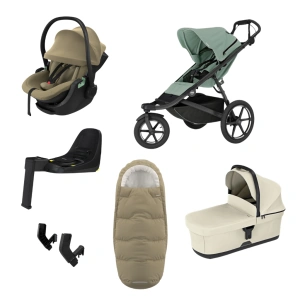 THULE Urban Glide 3 Mist Green magnetická spona + korba Soft Beige + autosedačka Maple + báze Alfi + fusak Elements M/L + adaptér MC (81)