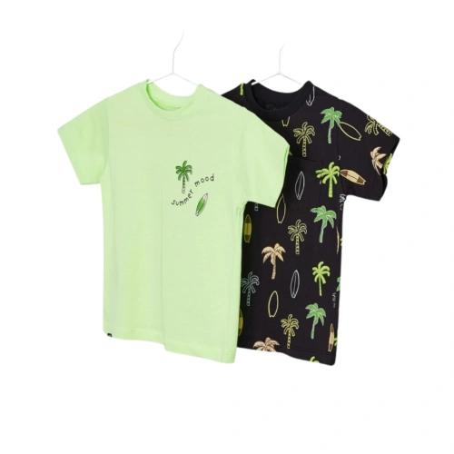 MAYORAL chlapecký set 2ks tričko KR palmy zelená, černá
