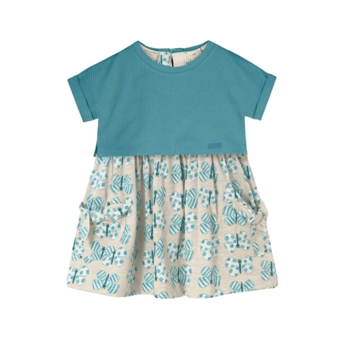 MAYORAL dívčí šaty KR + mikinový top Motýlci zelená