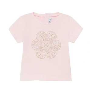 MAYORAL dívčí tričko KR růžové s květem z třpytek - 86 cm