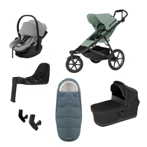 THULE Urban Glide 3 Mist Green magnetická spona + korba Black + autosedačka Maple + báze Alfi + fusak Elements M/L + adaptér MC (56)
