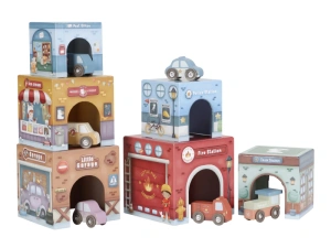 LITTLE DUTCH kostky stohovací s autíčky LITTLE DUTCH kostky stohovací s autíčky