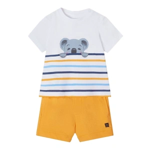 MAYORAL Chlapecký set tričko KR koala a kraťasy - bílá/oranžová - 80 cm