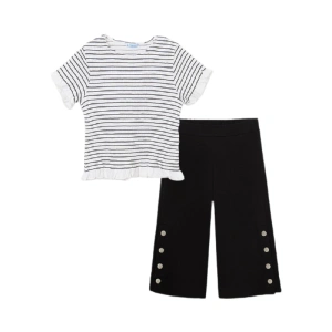 MAYORAL dívčí set kalhoty a tričko KR, bílá/černá - 152 cm