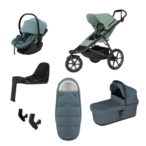 THULE Urban Glide 3 Mist Green magnetická spona + korba Dark Slate + autosedačka Maple + báze Alfi + fusak Elements M/L + adaptér MC