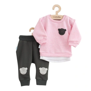 NEW BABY kojenecká souprava tričko a tepláčky Brave Bear ABS růžová vel. 68 cm