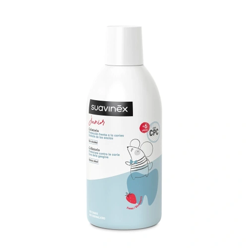 SUAVINEX dětská ústní voda Junior s příchutí jahody 6+ 500 ml
