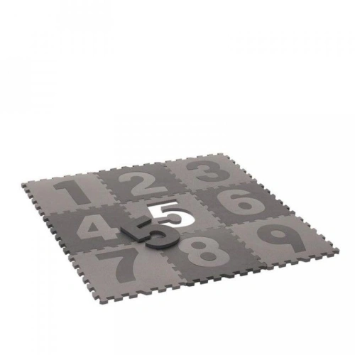 BABY DAN Hrací podložka puzzle grey s čísly 90x90 cm