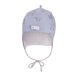 LITTLE ANGEL čepice podšitá zavazovací Outlast® modrá pes/pruh bílošedý melír vel. 1 | 36-38 cm