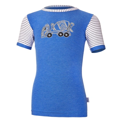 LITTLE ANGEL tričko tenké KR obrázek PRUH Outlast® modý melír/pruh bíločerný