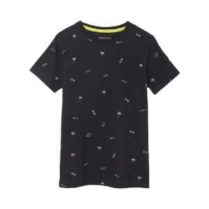 MAYORAL chlapecké tričko KR černé a bílé palmy - 128 cm