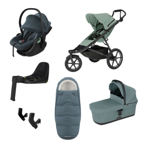 THULE Urban Glide 3 Mist Green magnetická spona + korba Mid Blue + autosedačka Maple + báze Alfi + fusak Elements M/L + adaptér MC (67)