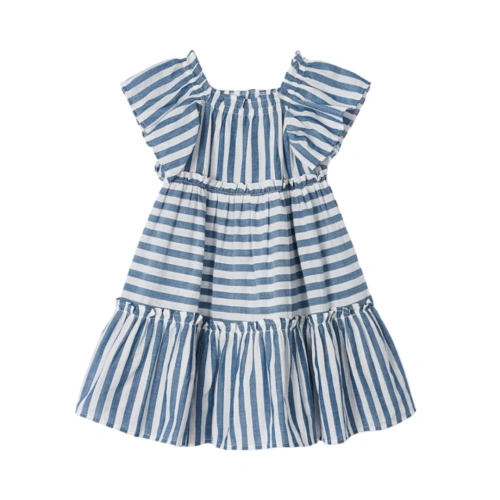 MAYORAL dívčí bavlněné šaty pruhy modrá/bílá