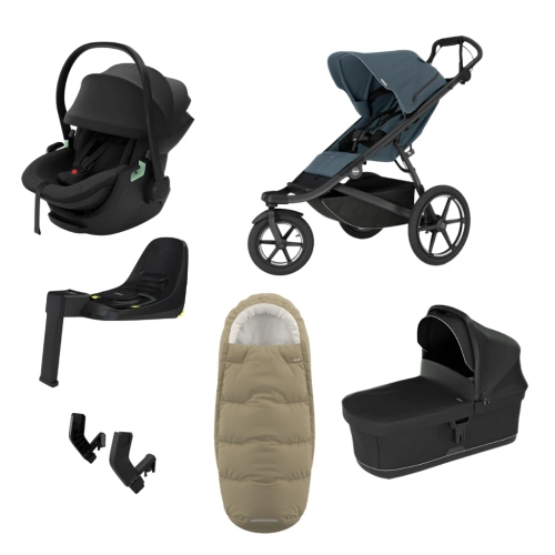 THULE Urban Glide 3 Dark Slate magnetická spona + korba Black + autosedačka Maple + báze Alfi + fusak Elements M/L + adaptér MC