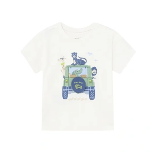 MAYORAL chlapecké interaktivní tričko KR Jeep se zvířaty bílá vel. 92 cm
