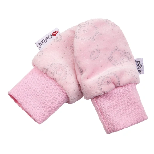 LITTLE ANGEL rukavice NICKI bez palce Outlast® sv. růžová ovečky vel.1