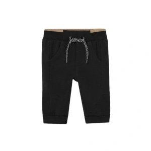 MAYORAL chlapecké sportovní kalhoty hnědý lem černá - 75 cm