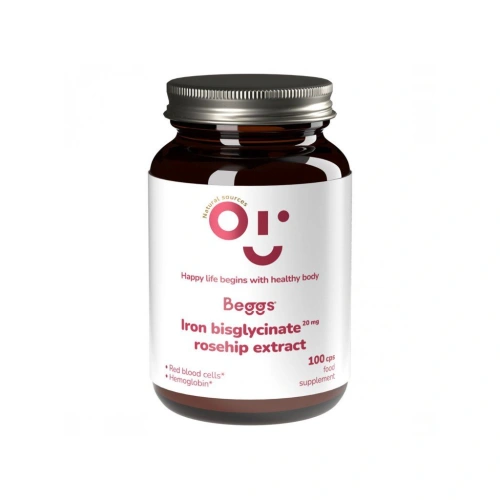 BEGGS doplněk stravy Iron bisglycinate 20 mg s extraktem ze šípků 100 kapslí