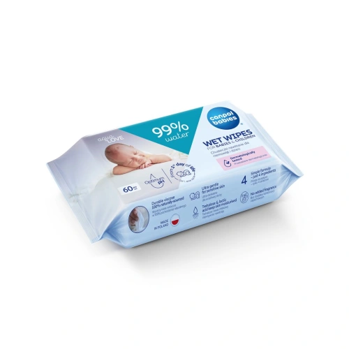 CANPOL BABIES dětské vlhčené ubrousky 99% vody 60ks