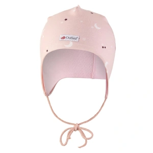 LITTLE ANGEL čepice podšitá zavazovací BIO Outlast® sv. růžová hvězdičky/růžová baby vel. 1 | 36-38 cm