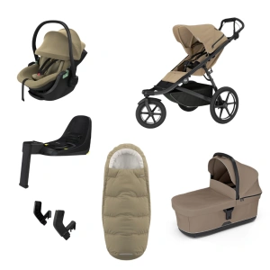 THULE Urban Glide 3 Gentle Beige magnetická spona + korba Tinted Taupe + autosedačka Maple + báze Alfi + fusak Elements M/L + adaptér MC (69)