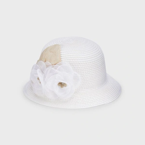 MAYORAL dívčí klobouk s květy, bílá