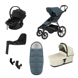 THULE Urban Glide 4-wheel Dark Slate magnetická spona + korba Soft Beige + autosedačka Maple + báze Alfi + fusak Elements M/L + adaptér MC (24)