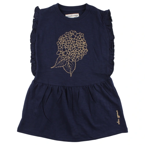 SMALL RAGS dívčí šaty zlatá aplikace tmavě modrá
