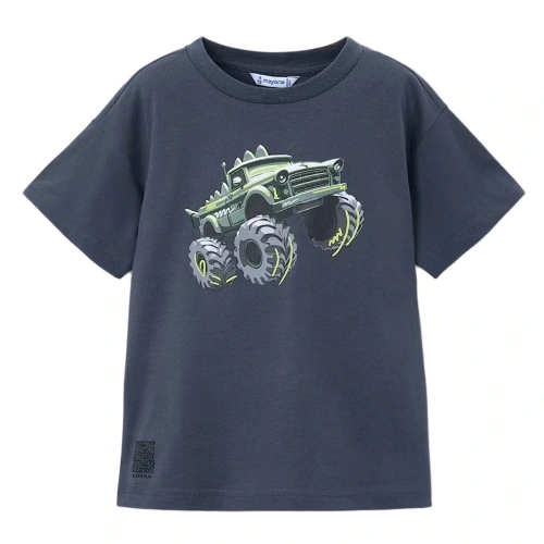 MAYORAL chlapecké tričko KR monster truck tm. modrá