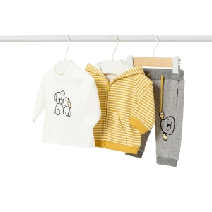 MAYORAL chlapecký set 3ks mikina, tepláky, tričko DR žlutá, šedá vel. 80 cm