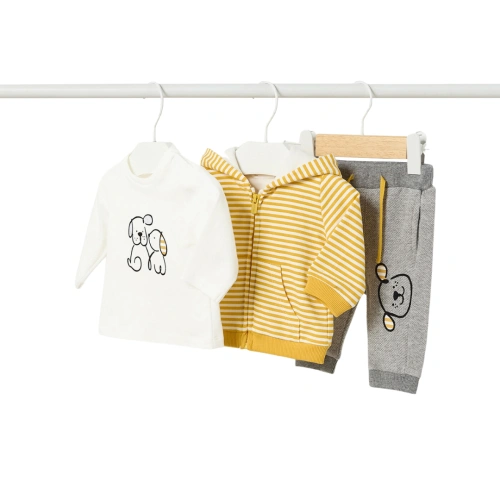 MAYORAL chlapecký set 3ks mikina, tepláky, tričko DR žlutá, šedá