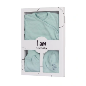 NEW BABY 3-dílná kojenecká soupravička do porodnice I am modrá vel. 56 cm (1)