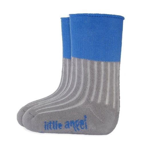 LITTLE ANGEL Ponožky froté Outlast® velikost 10-13 (15-19), barva tm.šedá/modrá