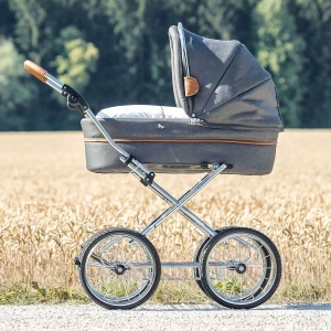 HESBA Classica leather - chromový podvozek - FOG SL 300 - látkový Stonegrey + LE braun