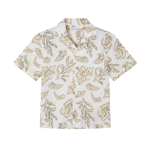 MAYORAL chlapecká košile KR Listy bílá, béžová