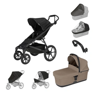 THULE Urban Glide 4-wheel Black + korba + pláštěnka + moskytiéra + madlo + pláštěnka a moskytiéra na korbu