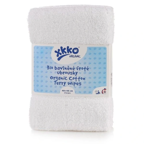 XKKO Bio bavlněné froté ubrousky Organic 40x40cm White