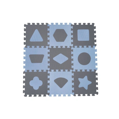 BABY DAN Pěnová hrací podložka puzzle Geometrické tvary - Blue 90x90 cm