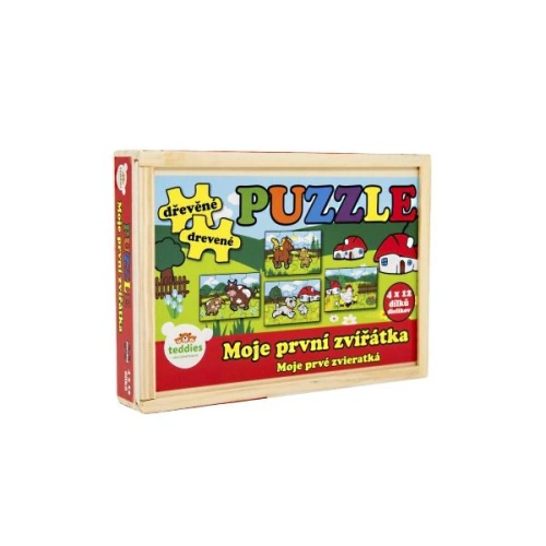 TEDDIES Puzzle dřevěné Moje první zvířátka 4x12 dílů