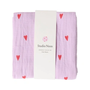 STUDIO NOOS zavinovačka Swaddle Print Large - Purple Hearts