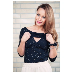 KRÁSNÁ MAMKA kojicí tričko 3/4 rukáv Touch of gold černá (1)