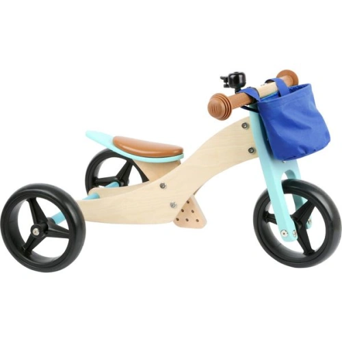 SMALL FOOT Dřevěné odrážedlo Trike 2v1 tyrkysové